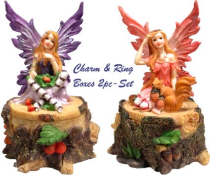 Woodland Fairies Charm & RING Boxes: 2pc-Set
