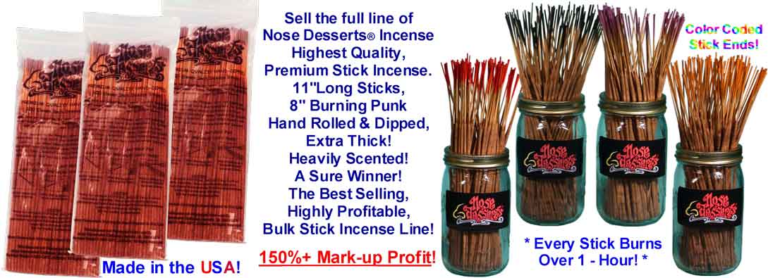 Bulk INCENSE Nose Desserts Premium Stick INCENSE, 100pc Packs