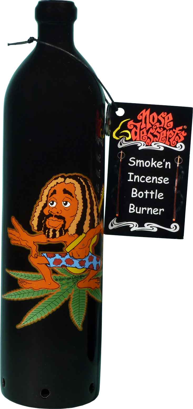 Rocking Rasta Guitar Man Smoking Bottle Stick INCENSE Burner