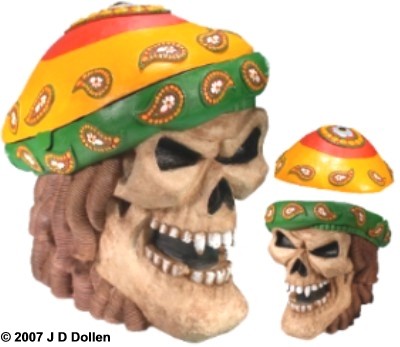 ''Rasta'' Medium Skull W/Removable Lid