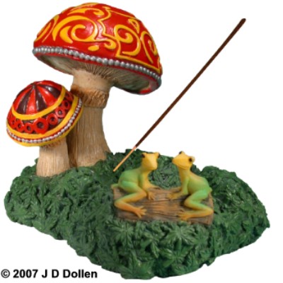 Magic Mushroom & Frogs Incense Burner & Ashtray
