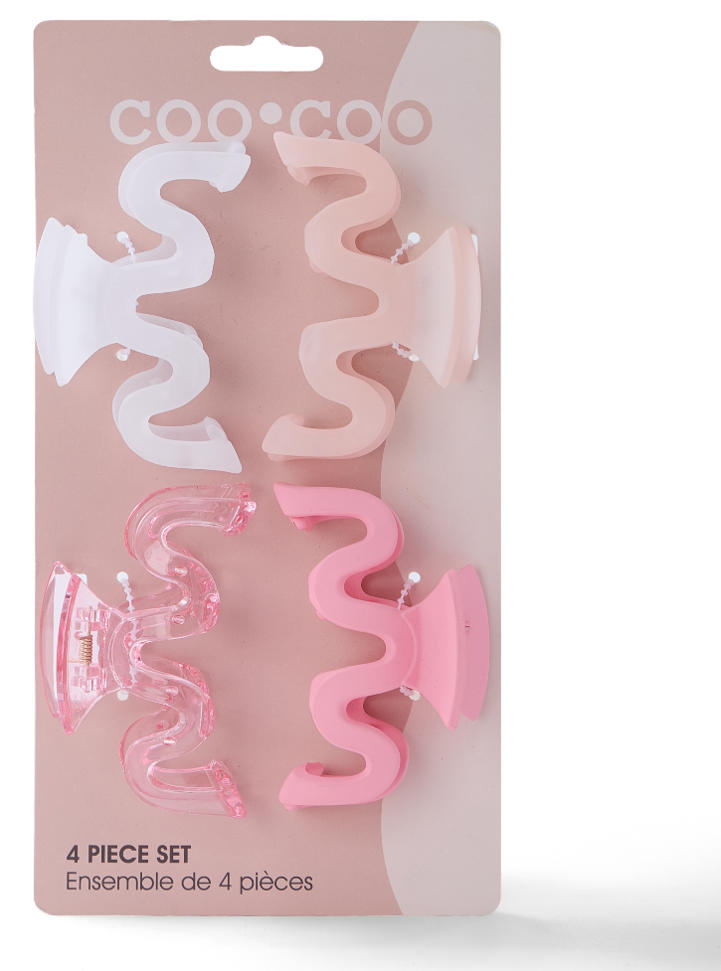 4 PC BUTTERFLY SQUIGGLE CLAW - BUBBLEGUM