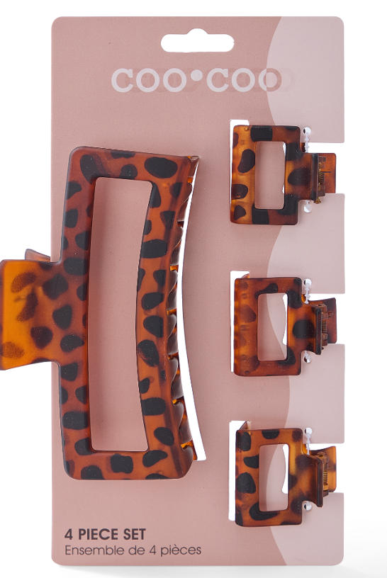 4 PC ASSORTED SIZE SQUARE MATTE CLAW - TORTOISE