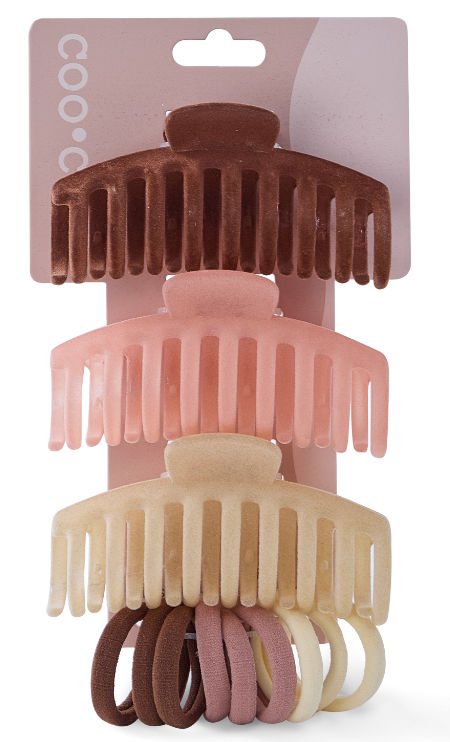 12 PC TRI-COLOR SUEDE CLASSIC CLAWS & ELASTIC PACK - EMBER