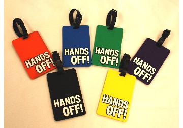 ''HANDS OFF'' LUGGAGE Tag-Purple color