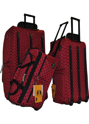 36'' Polka Dots Rolling Duffel-Red W/BLACK Dots