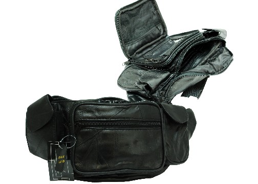 LEATHER Large Fanny Pack-Black
