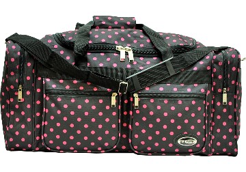 ''E-Z TOTE'' 25'' Black with Pink Polka Dots Duffel BAG