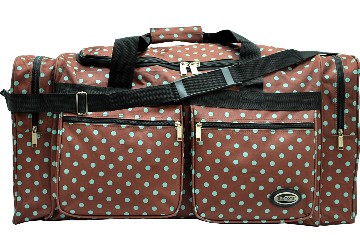 ''E-Z TOTE'' 30'' Brwon W/Aua Polka Dots Duffel BAG