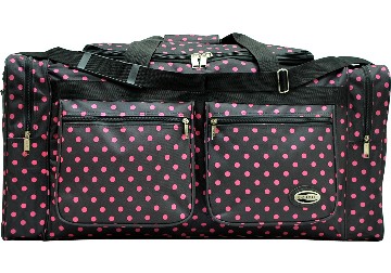 ''E-Z Tote'' 30'' BLACK with Pink Polka Dots Duffel Bag