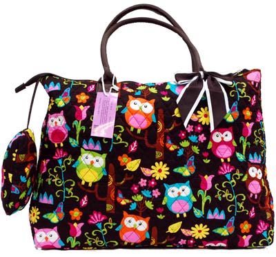 ''Ori-Ori'' Quilted Large Tote BAG w/purse Owl