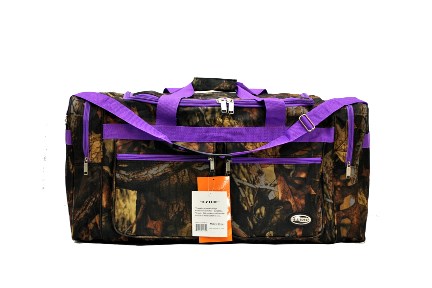 ''E-Z Tote'' 30'' BAG real tree and leaves print/Purple Trim