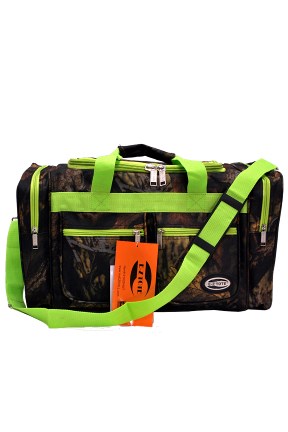 ''E-Z Tote'' 20'' BAG real tree and leaves print/Lime Trim