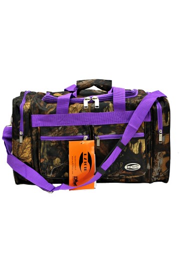 ''E-Z TOTE'' 20'' BAG real tree and leaves print/Purple Trim