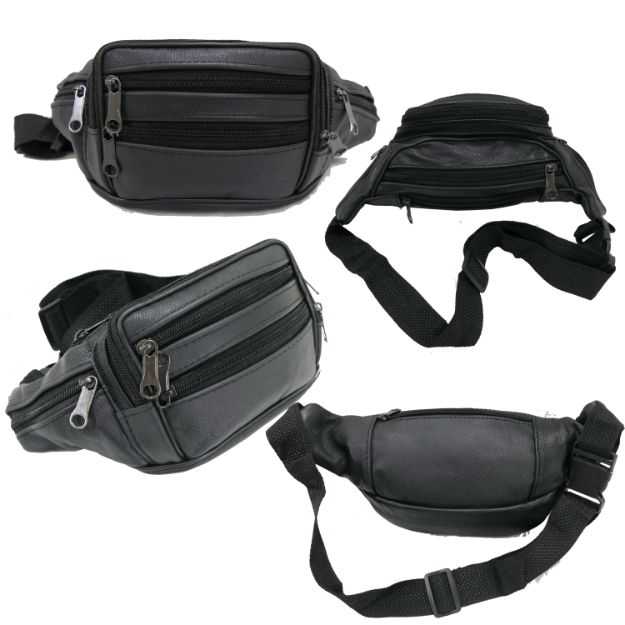 LEATHER Fanny Bag-Black