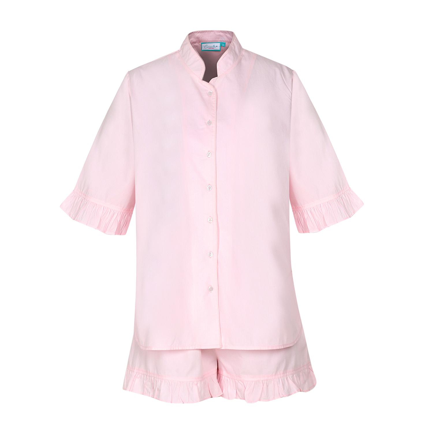 Mandarin Collar Sleeper Set, Pink-A-Boo Solid