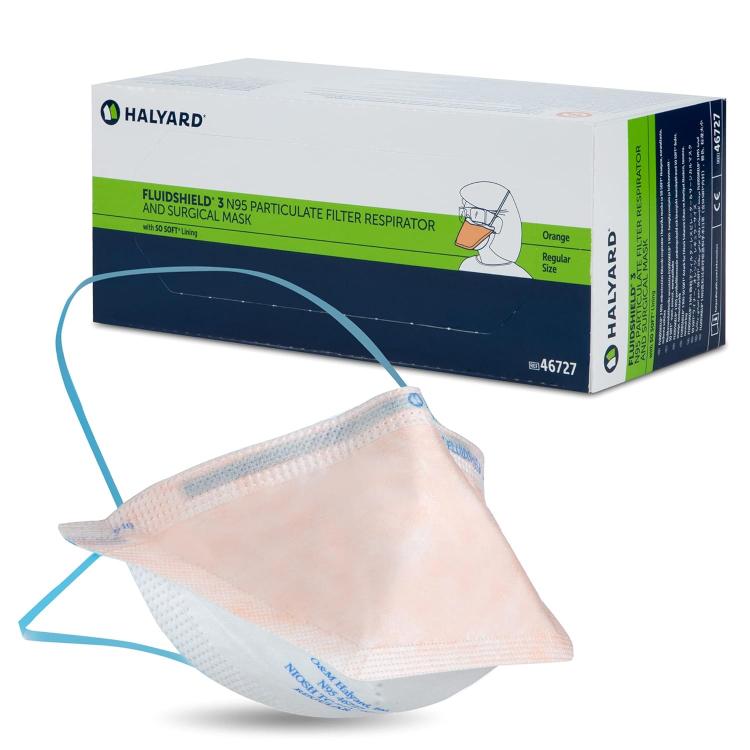 HALYARD FLUIDSHIELD N95 Respirators, ASTM Level 3 Face Mask, Regu