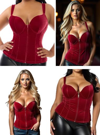 Women's Plus Shapewear Red Bustier in Stretch Velvet