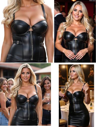 Women's Plus Shapewear Black Bustier P/U Micro