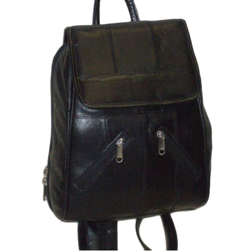 LEATHER Backpack With Two Zipper Pockets