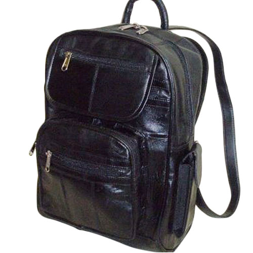 LEATHER Backpack With Cell Phone And Three Zipper Pockets