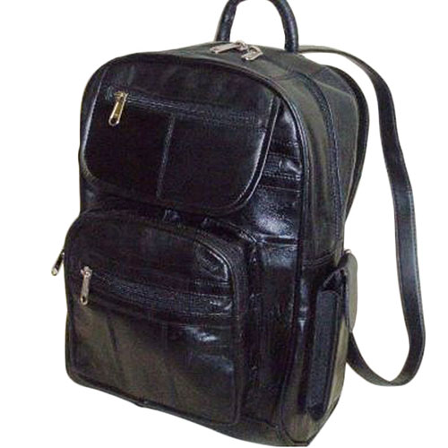 Leather BACKPACK With Cell Phone And Three Zipper Pockets