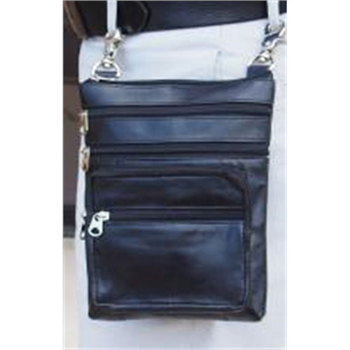 Black LEATHER Bag With Biker Hooks