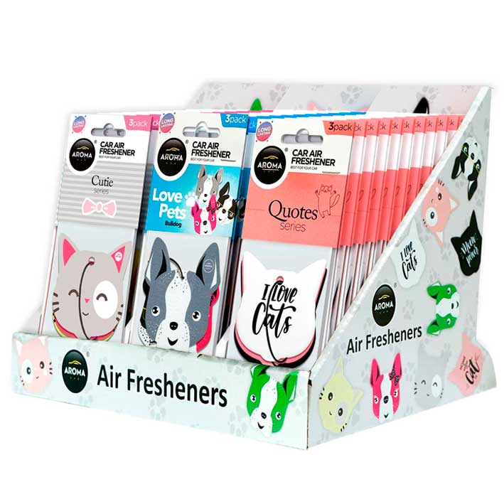 AroMa DISPLAY with Pet Lover's Air Fresheners, 3-PaCk