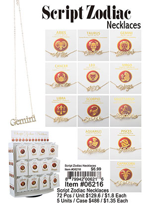 Script Zodiac NECKLACEs