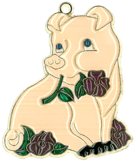 Pig with FLOWERS Suncatcher