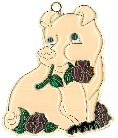 Pig with Flowers SUNCATCHER