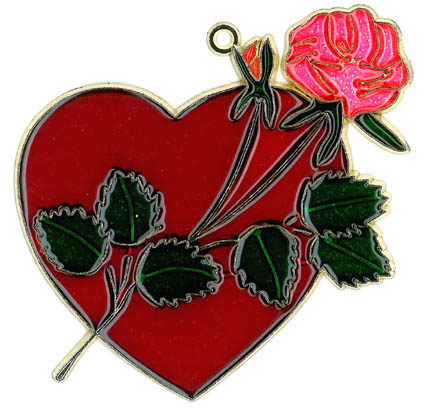 Heart with Rose SUNCATCHER