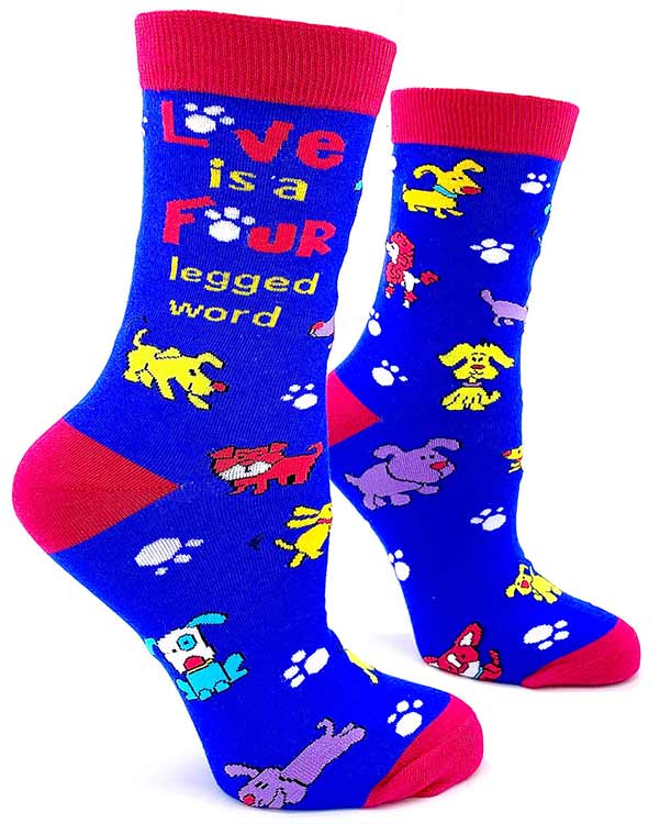 Love is a Four Legged Word Dog Ladies Crew Socks