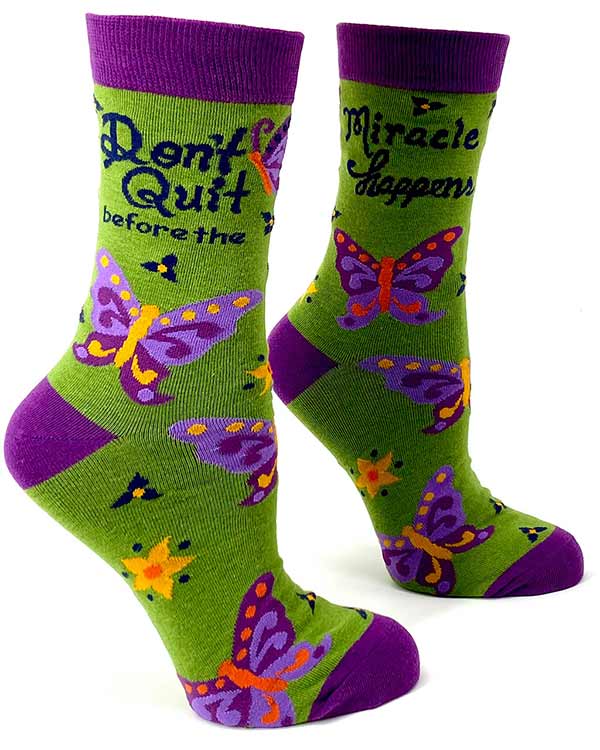 Don't Quit Before the Miracle Happens Women's Crew SOCKS