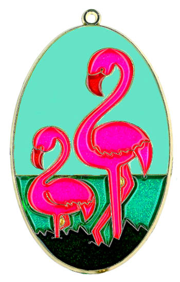 Flamingos (oval) SUNCATCHER