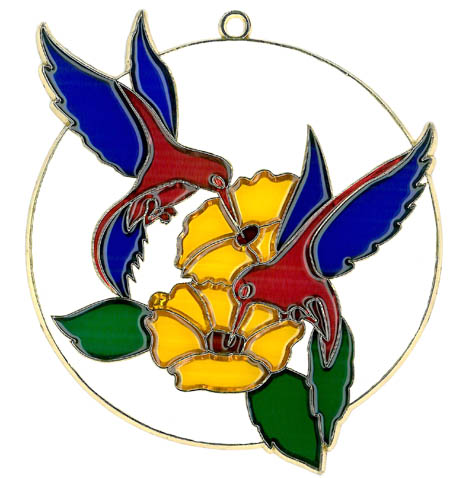 HUMMINGBIRDs In Circle Suncatcher