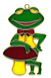 Frog with Mushroom Suncatcher (CLOSEOUT)