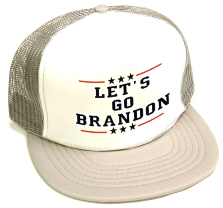 1 eLet's Go Brandon printed HATs - white front silver