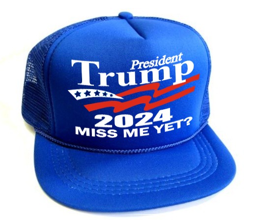 1 gPresident Trump 2024 Miss Me Yet? printed YOUTH HAT - royal
