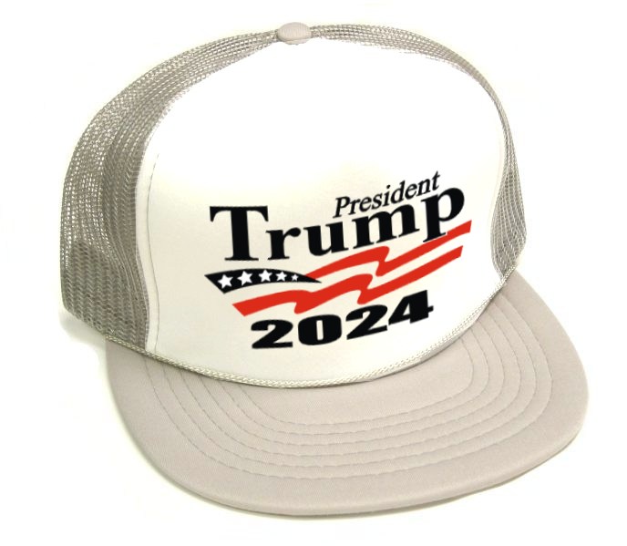 1 gPresident Trump 2024 caps - white front silver