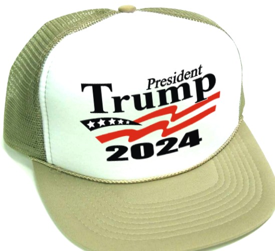 1 gPresident Trump 2024 caps - white front tan