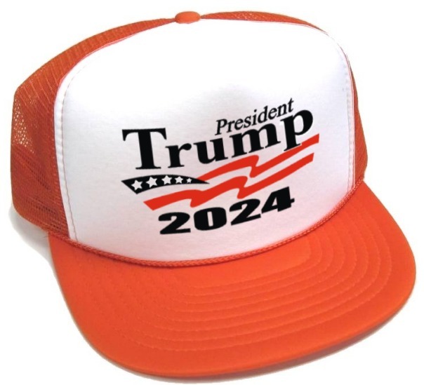 1 gPresident Trump 2024 caps - white front orange