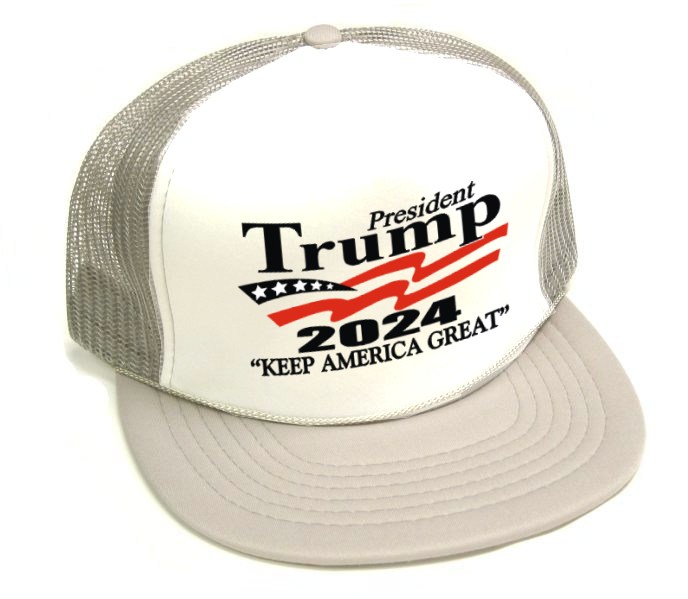 1 gPresident Trump 2024 caps - white front silver