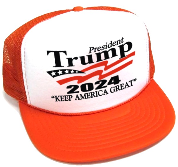 1 gPresident Trump 2024 caps - white front orange