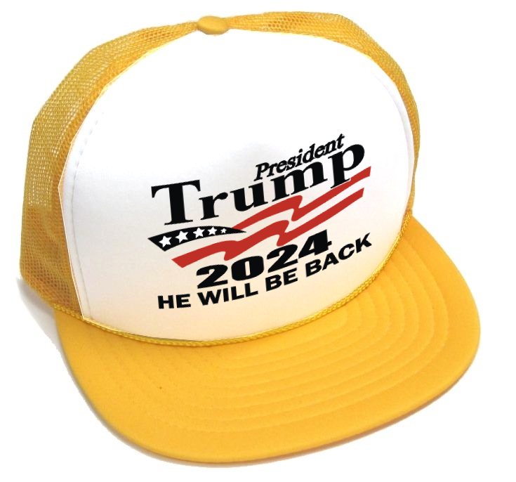 1 gPresident Trump 2024 CAPS - white front gold