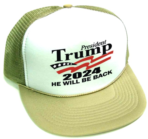 1 gPresident Trump 2024 caps - white front tan