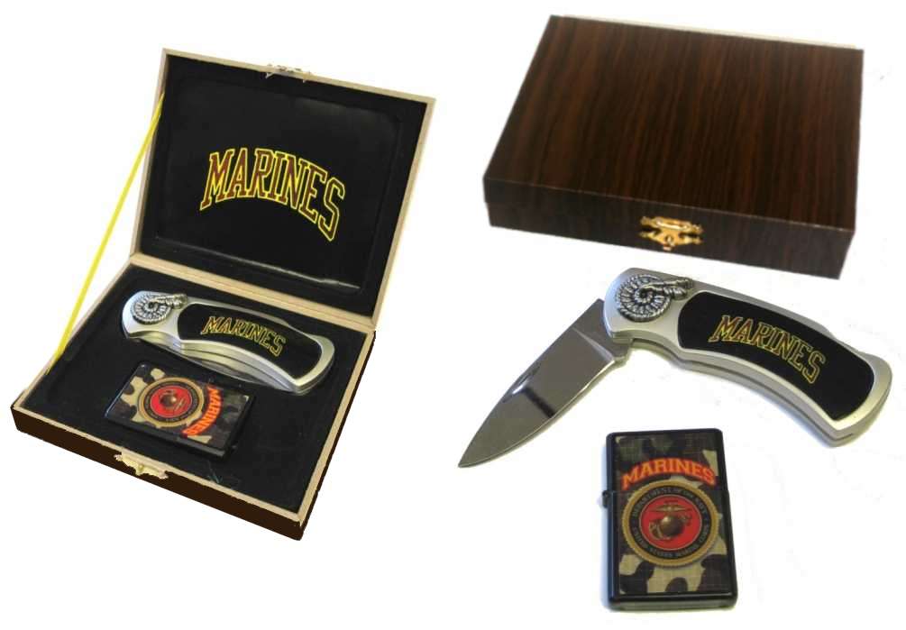 Military Boxed KNIFE and Lighter Set