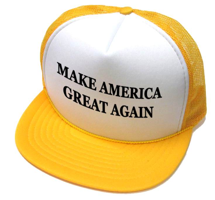 1 iMake America Great Again Caps - White front GOLD