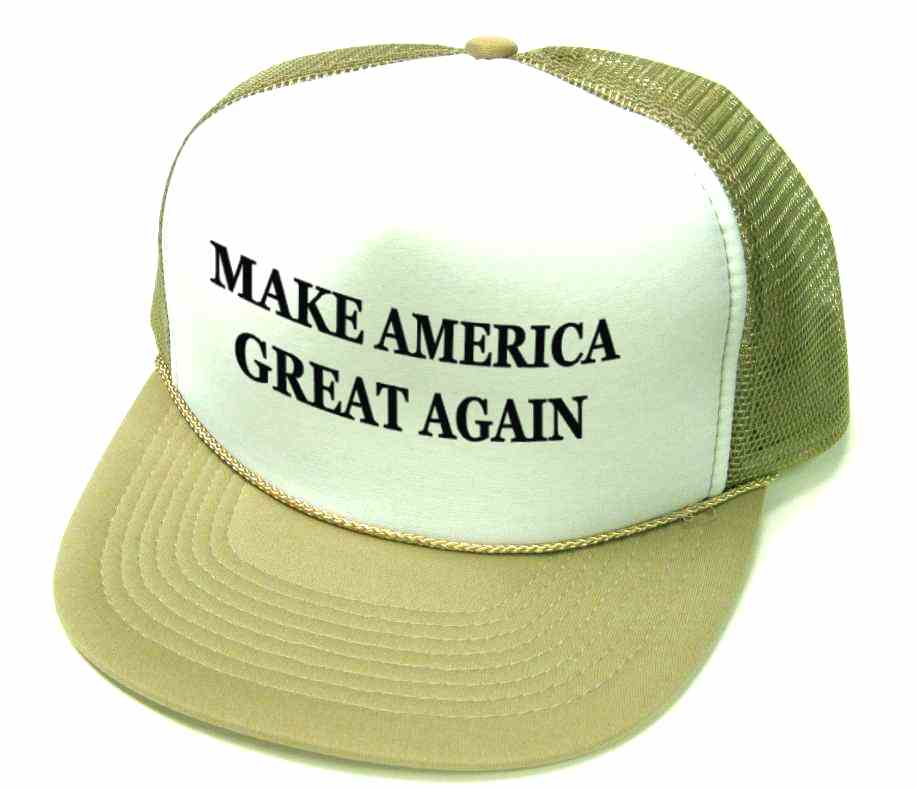 1 iMake America Great Again Caps - White front tan