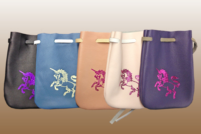 Medium Leather Pouch with Unicorn ImprINt